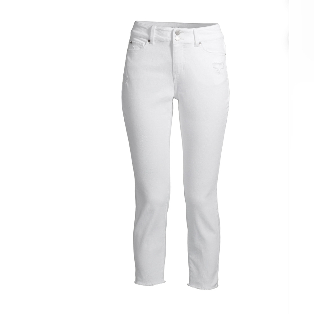 Time and Tru Core Mid-Rise Slim White Distressed Leg Ankle Crop Stretch Jean